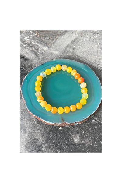 NATURALİM سوار من حجر العقيق الاصفر الطبيعي 8 ملم خط مرن