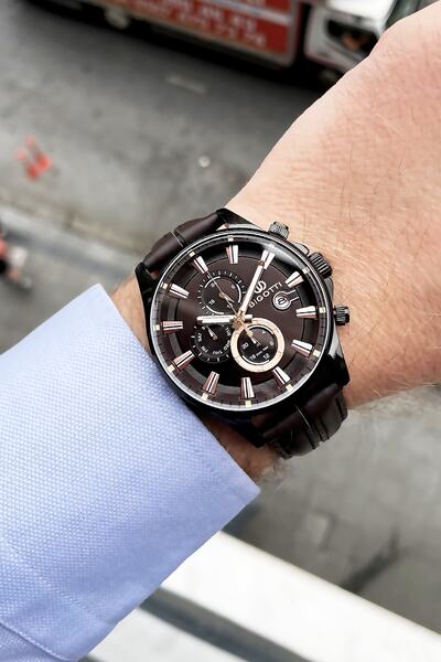 Bigotti Real Leather Men's Wristwatch 5 ATM Waterproof Brown + Bracelet BME2007C3