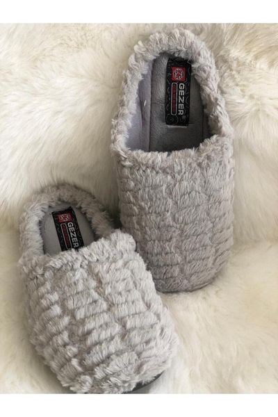 GEZER Plush Women's Winter Gray Indoor Slippers