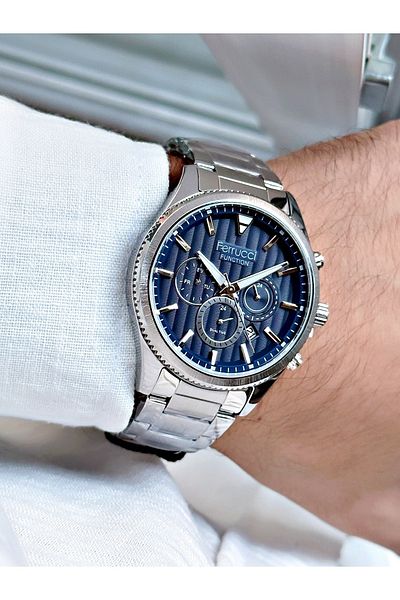 Ferrucci Silver Silver Color Functions Active Steel Men's Wristwatch + BRACELET WITH GIFT