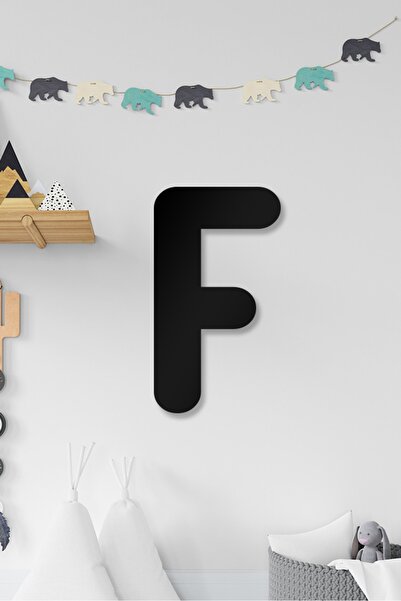 AHWALL Litera F - Decor de perete cu litere din lemn care poate fi completată pentru scrierea numelui