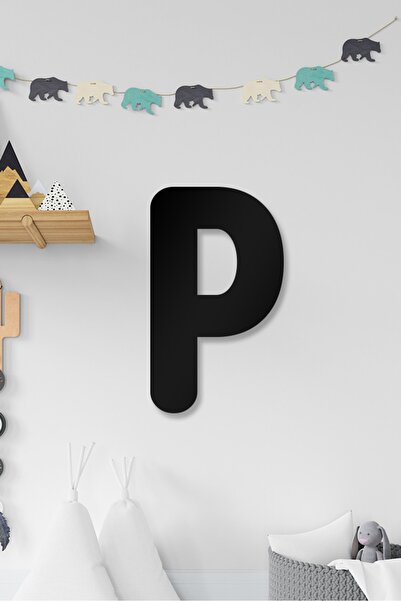 AHWALL Litera P - Decor de perete din lemn completabil pentru scrisul numelui