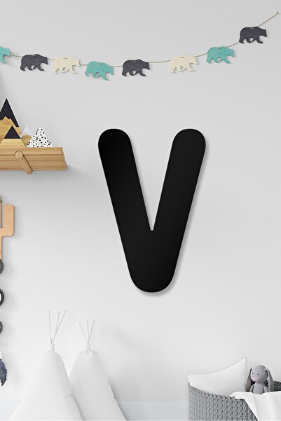 AHWALL Literele V - Decor de perete din lemn completabil pentru scrierea numelui
