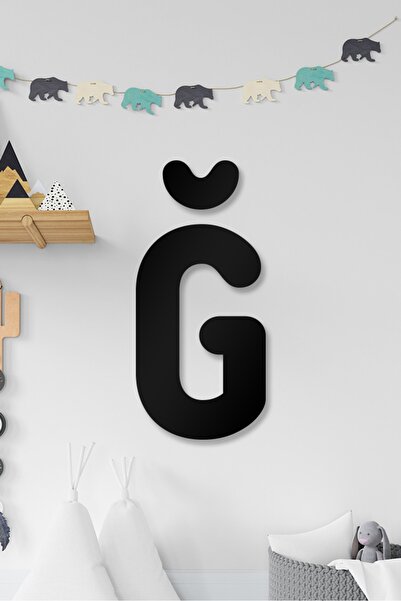 AHWALL Literele G - Decor de perete cu litere din lemn care poate fi completat pentru scrierea numelui