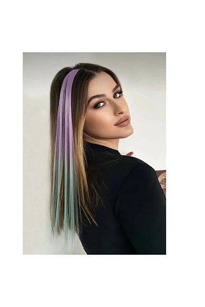 EBMER Lilac - Turquoise Ombre Snap Side Hairpiece 50 cm