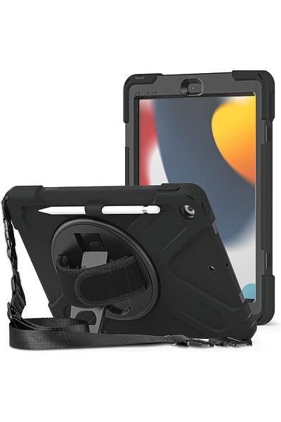 m.tk moveteck حافظة حماية متوافقة مع iPad 7.8.9.Gen 10.2 مع حامل وحزام سيليكون ملون ناعم 360 Armor Tank