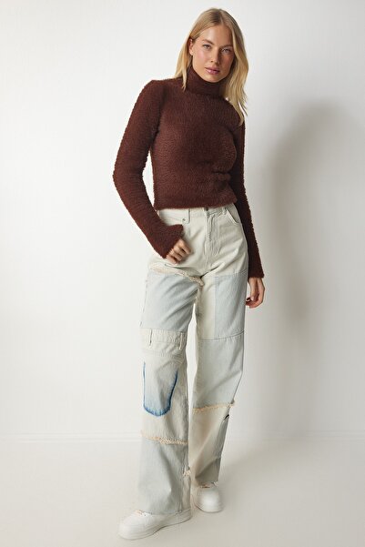 Happiness İstanbul Dámský hnědý rolák s vousy NF00071