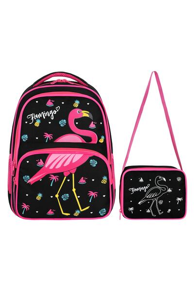 YOUOY Set de școală primară și cutie de prânz cu imprimeu Flamingo