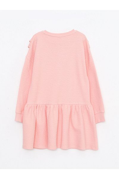 LC Waikiki Crew Neck Scallop Detailed Long Sleeve Girl's Dress