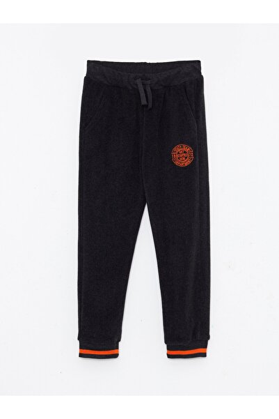 LC Waikiki Pantaloni de jogger pentru băieți, din fleece, brodați, cu talie e...