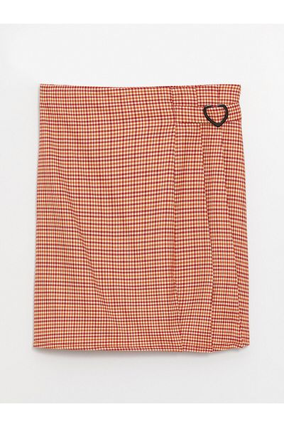 LC Waikiki LCW Kids Girls&#39; Skirt with Elastic Waist Houndstooth Pattern