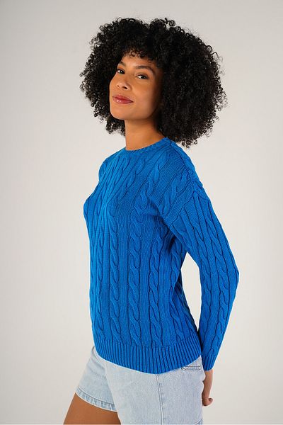 Trist Star Pulover 100% bumbac împletit pentru femei Saks