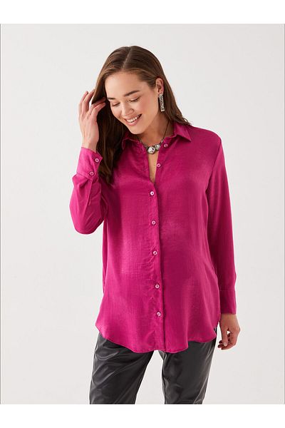 LC Waikiki Schlichtes Langarm-Umstandsshirt aus Satin