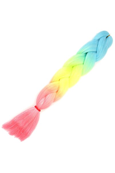 KONAK PERUK Glitter Light Blue / Neon Yellow / Pink Ombreli Braiding Hair 100 Gr.