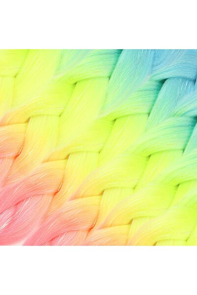 KONAK PERUK Glitter Light Blue / Neon Yellow / Pink Ombreli Braiding Hair 100 Gr.
