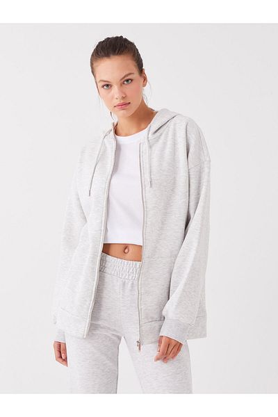 LC Waikiki Oversize dámská mikina na zip s kapucí a dlouhým rukávem