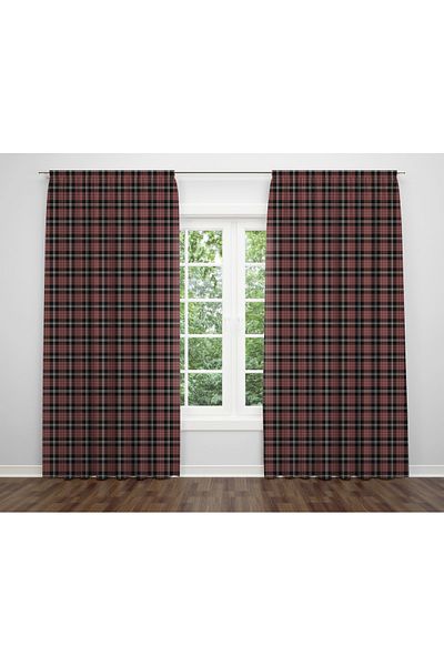 ALBANHOME Plaid Pattern Digital Printing Double Wing Background Curtain