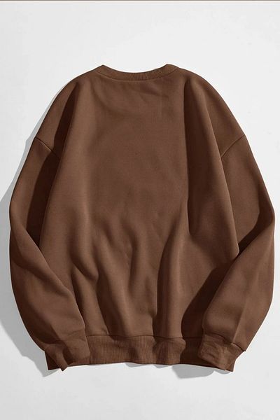 MODAGEN Dámská hnědá kalifornská oversize mikina s Crew Neck Neck