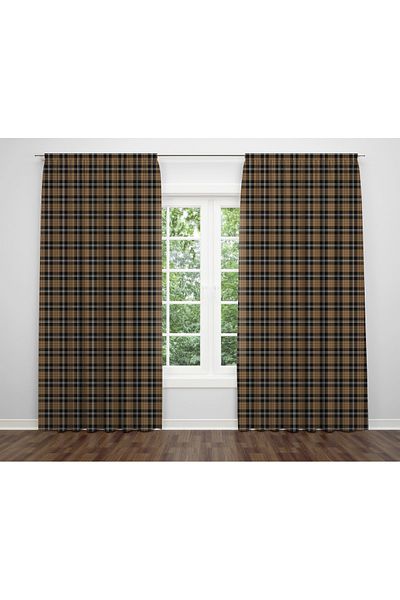 ALBANHOME Alban Home Plaid Pattern Digital Printing Double Wing Background Curtain