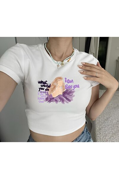 Jose Clothing بلوزة قصيرة الأكمام مطبوعة باللون الأبيض للنساء