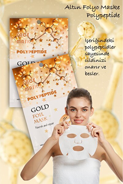 Uniquem 5 Adet Altın Folyo Peg-40 Hint Yağı Aydınlatıcı Yüz Maskesi Gold Mask...