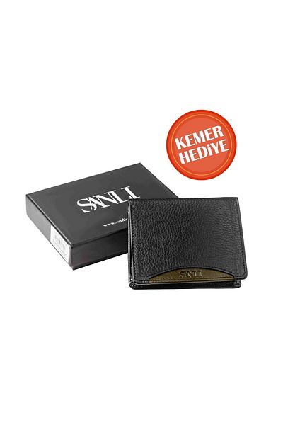 ŞANLI Online Ανδρικό πορτοφόλι από γνήσιο δέρμα 1795 Μαύρο-πράσινο