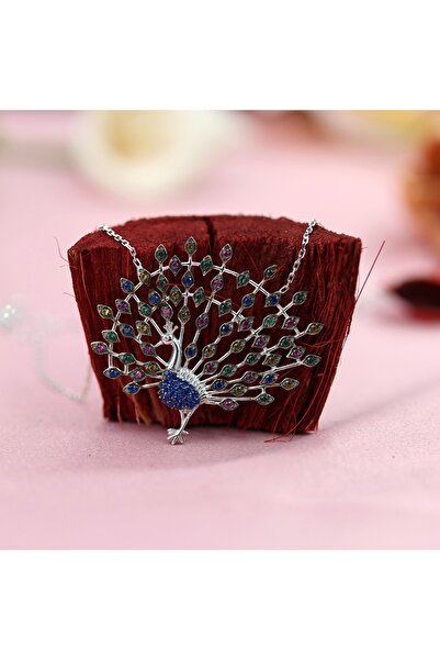 Takı Boom Tavuskuşu Kolye, Tavus Kuşu Gümüş Kolye, Tavus Kuşu Takıları