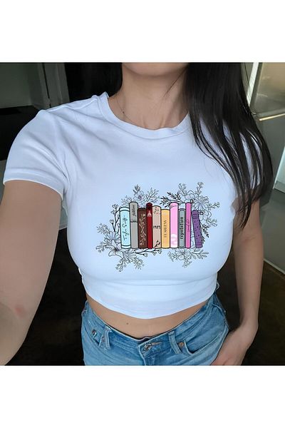 Jose Clothing ΓΥΝΑΙΚΕΙΟ ΚΟΝΤΟΜΑΝΙΚΙ ΛΕΥΚΟ ΤΥΠΩΜΕΝΟ CROP TOP BLUZ