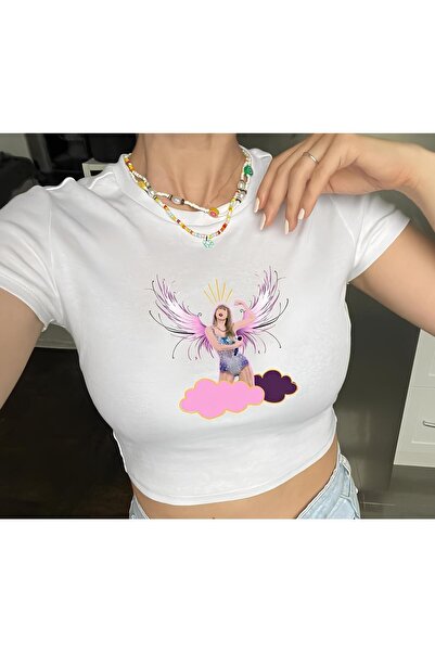 Jose Clothing ΓΥΝΑΙΚΕΙΟ ΚΟΝΤΟΜΑΝΙΚΙ ΛΕΥΚΟ ΤΥΠΩΜΕΝΟ CROP TOP BLUZ