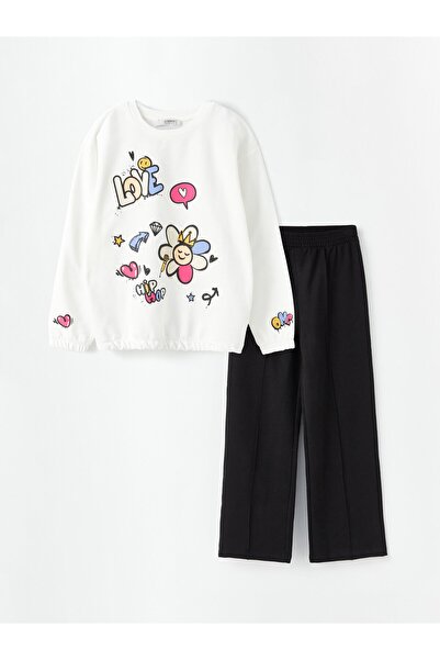 LC Waikiki Girl - Crew Neck Printed Long Sleeve Sweatshirt and Sweatpants