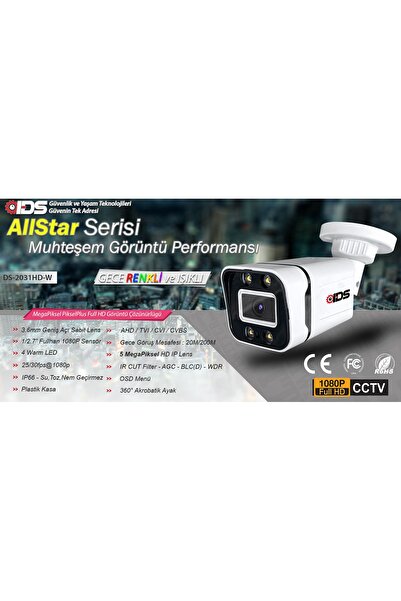 IDS 4 Kameralı Set - 5mp Sony Lensli Fullhd Gece Görüşlü Güvenlik Kamerası Sistemi - 2031-set4-320gb