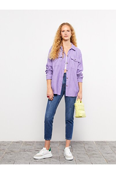 LC Waikiki Închidere cu nasturi în față, drepte, cu mânecă lungă, catifea pentru femei