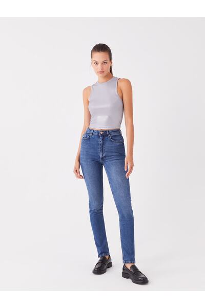 LC Waikiki Pantaloni Jean de damă cu talie înaltă