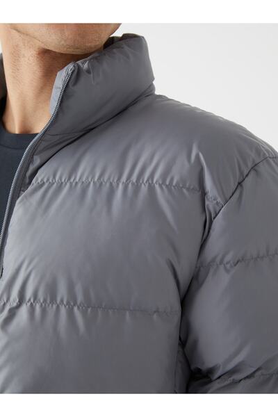 LC Waikiki Men's Puffer Jacket - Standard Fit, Stand Collar