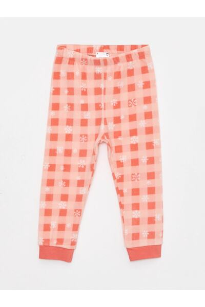 LC Waikiki Bisiklet Yaka Uzun Kollu Desenli Polar Kız Bebek Pijama Takımı