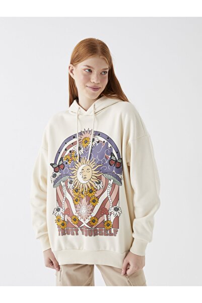 LC Waikiki Γυναικεία κουκούλα με μακρυμάνικη στάμπα oversize