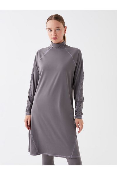 LC Waikiki Einfarbiges Langarm-Hijab-Badeanzug-Set für Damen mit hohem Kragen