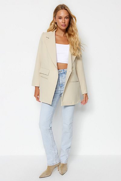 Trendyol Collection Stone Oversize bélelt szőtt blézer dzseki TWOAW24BC00070