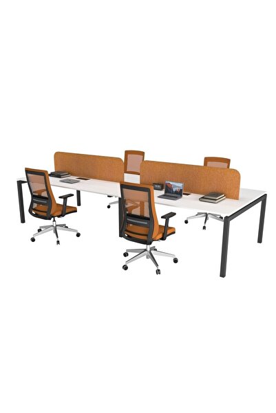 Çağın Ofis Mobilyaları GALAXY DÖRTLÜ 240 CM ÇALIŞMA OFİS MASA Workstation (Be...