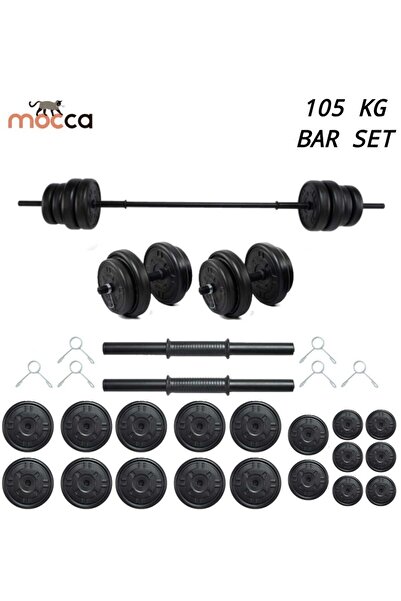 Mocca Style 105 KG Ağırlık Seti 105 Kg Vücut Geliştirme Aleti Halter Seti (100 kg Plaka Ağırlığı)