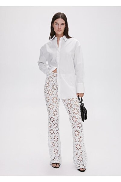 MANGO Woman Crochet Palazzo Trousers