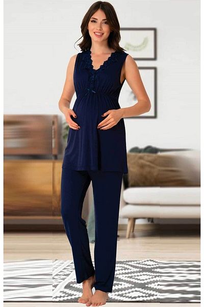 ByLohusa Effortt Navy Blue Maternity Pajama Set