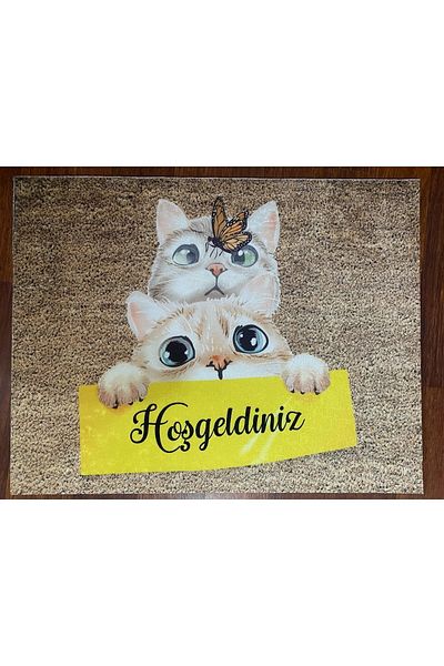 yok yok evim eve dair her şey Welcome Cute Cats Door Mat