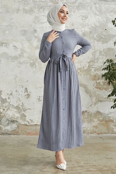 InStyle Graues Lemina-Kleid mit Gürtel