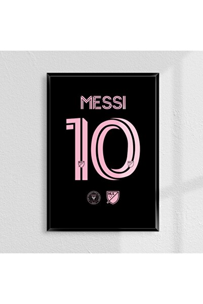 Sekiz Numara Lionel Messi Miami İnter Siyah Forma Poster Tablo