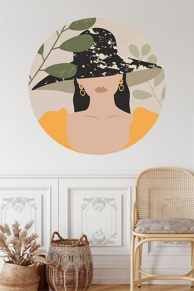Grafikup Autocolant de perete The Woman With Hat Full Circle