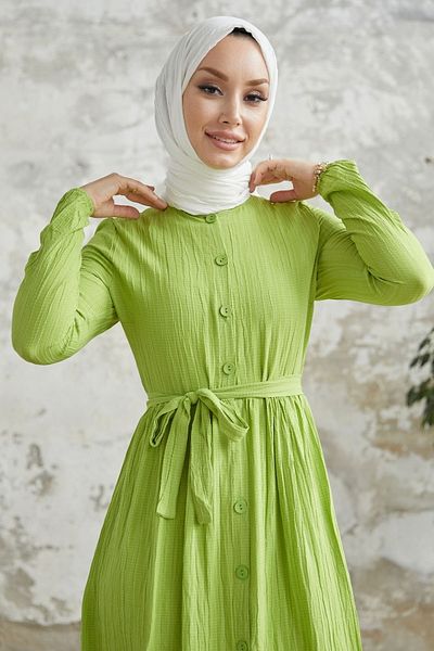 InStyle Φόρεμα με ζώνη φιστικιού πράσινο λεμίνα