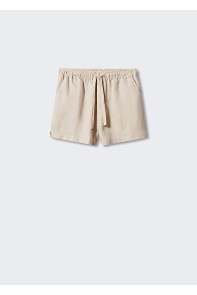 MANGO Woman Büzgülü Keten Şort