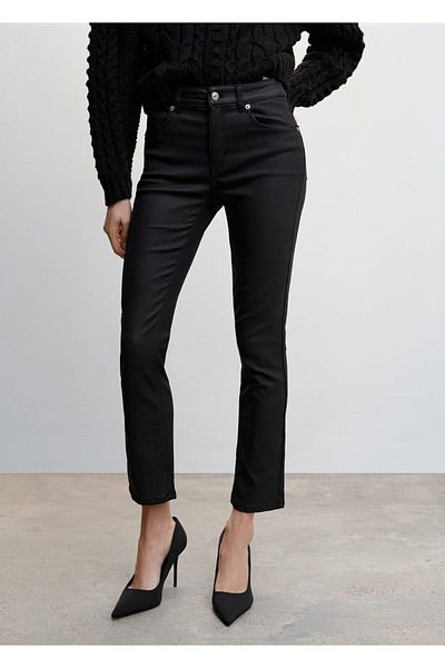 MANGO Woman Straight Cut Waxed Jeans