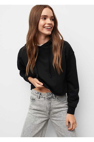 Mango Teen Κοντό φούτερ με κουκούλα
